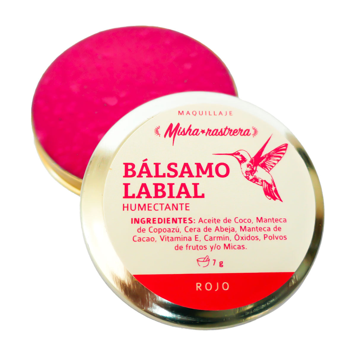 Bálsamo Labial Color Rojo en Lata - 100% Natural