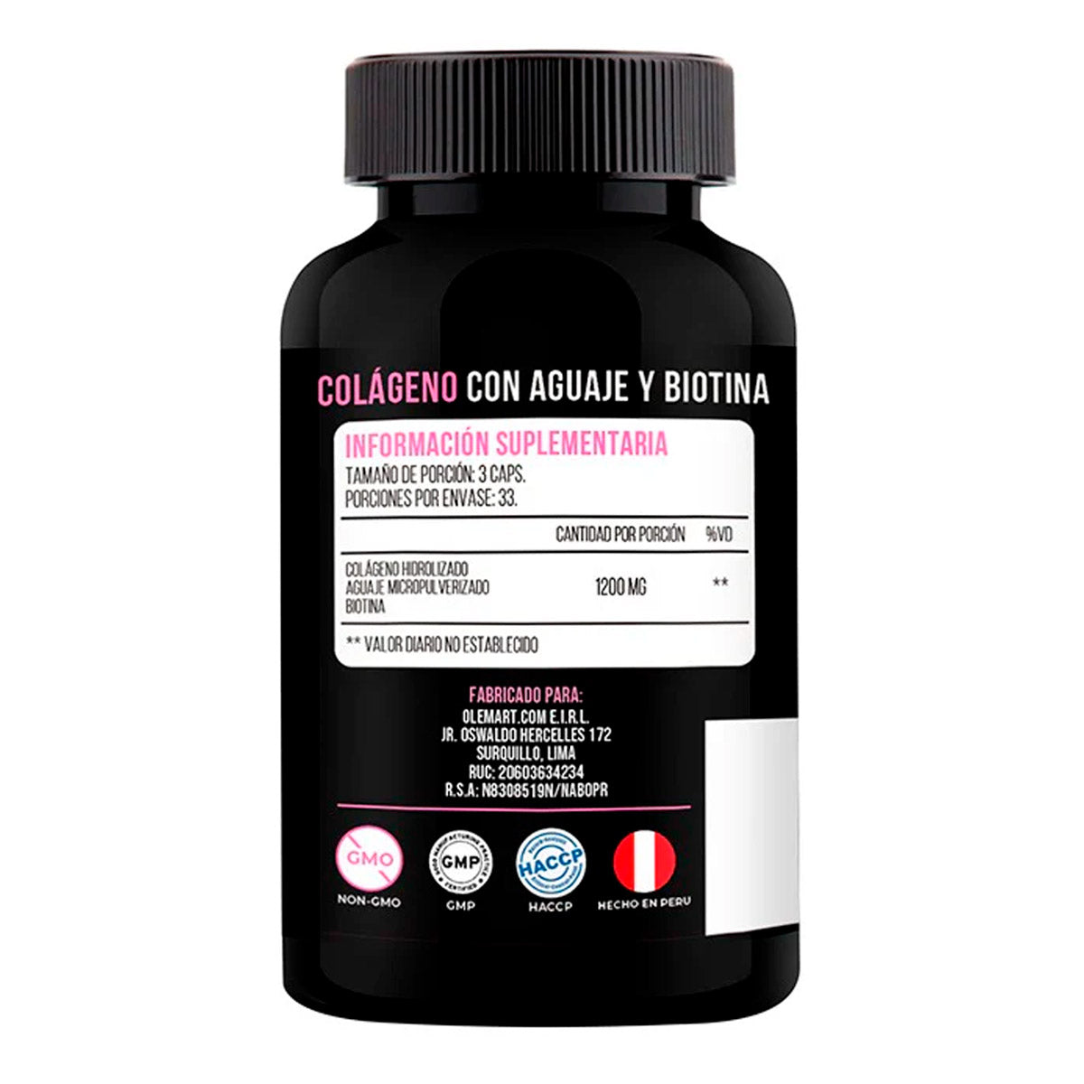 Colágeno Hidrolizado + Aguaje + Biotina en cápsulas (100 x 400mg) | Piel Radiante, Cabello Fuerte y Hormonas en Equilibrio