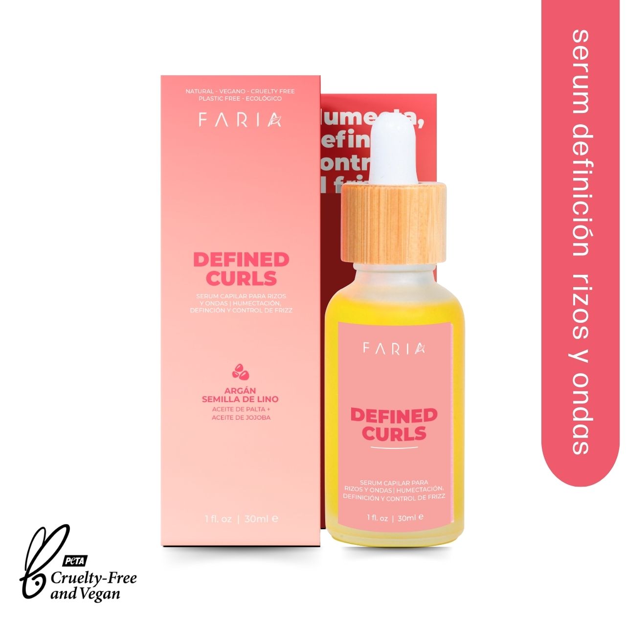 Sérum Capilar Rizos Definidos con Aceite de Argán, Lino y Jojoba x 30ml – Anti Frizz e Hidratante