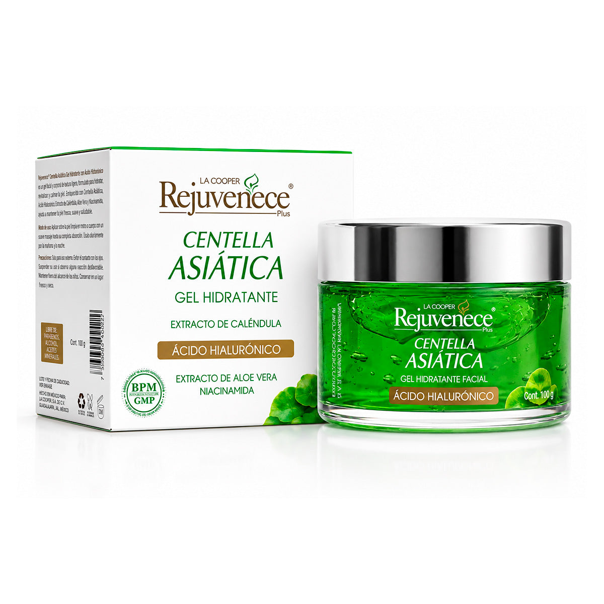 Gel Hidratante Facial con Centella Asiática, Ácido Hialurónico, Niacinamida y Aloe Vera x 100g