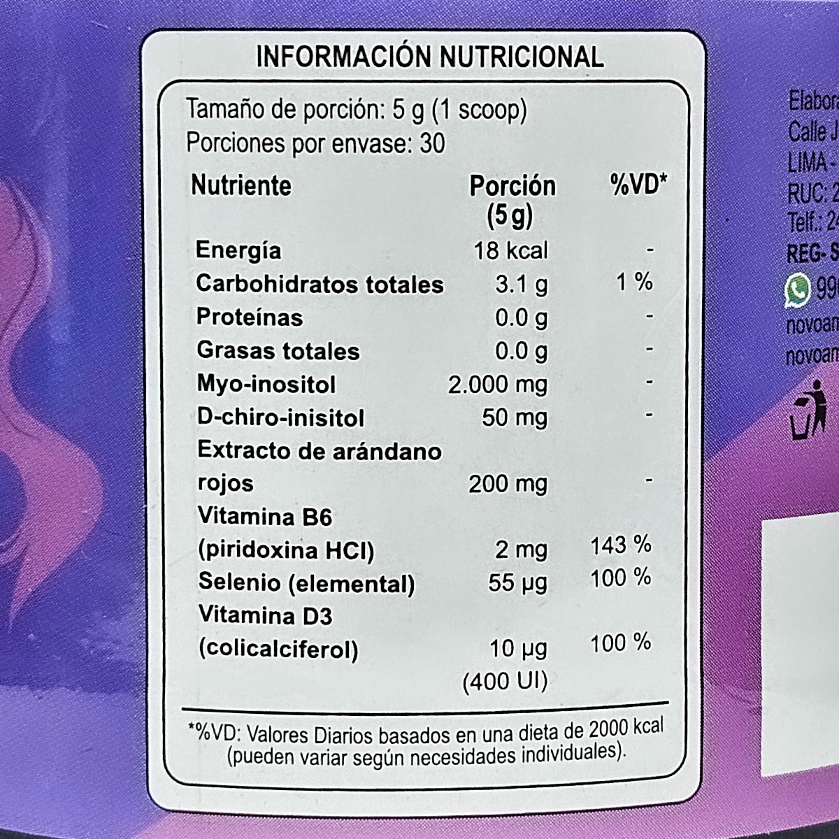 Myo & D-Chiro Inositol con Cranberry | Equilibrio Hormonal y Ovárico x 150g