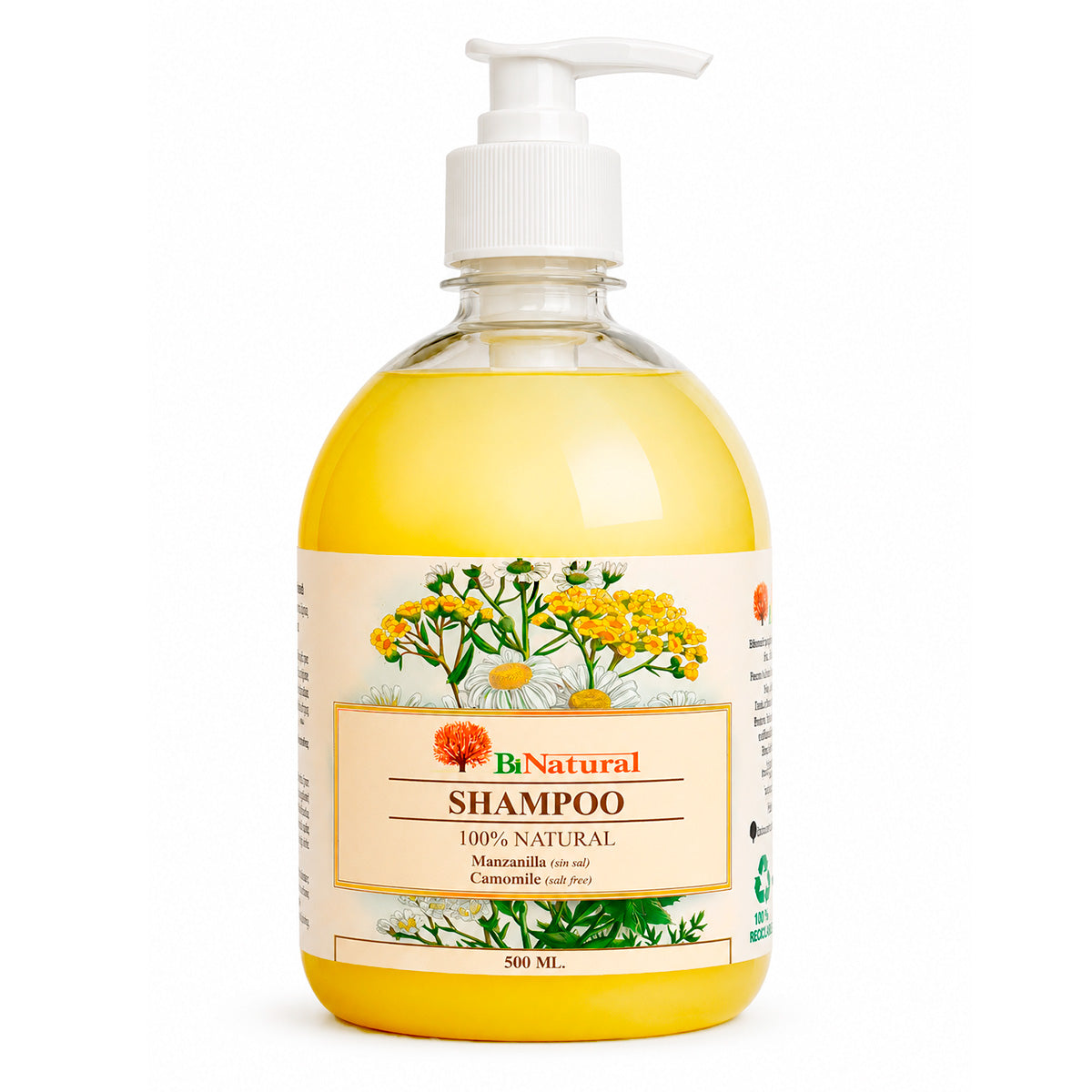 Shampoo Natural de Manzanilla y Miel x 500ml | Sin Sal, Sin Sulfatos