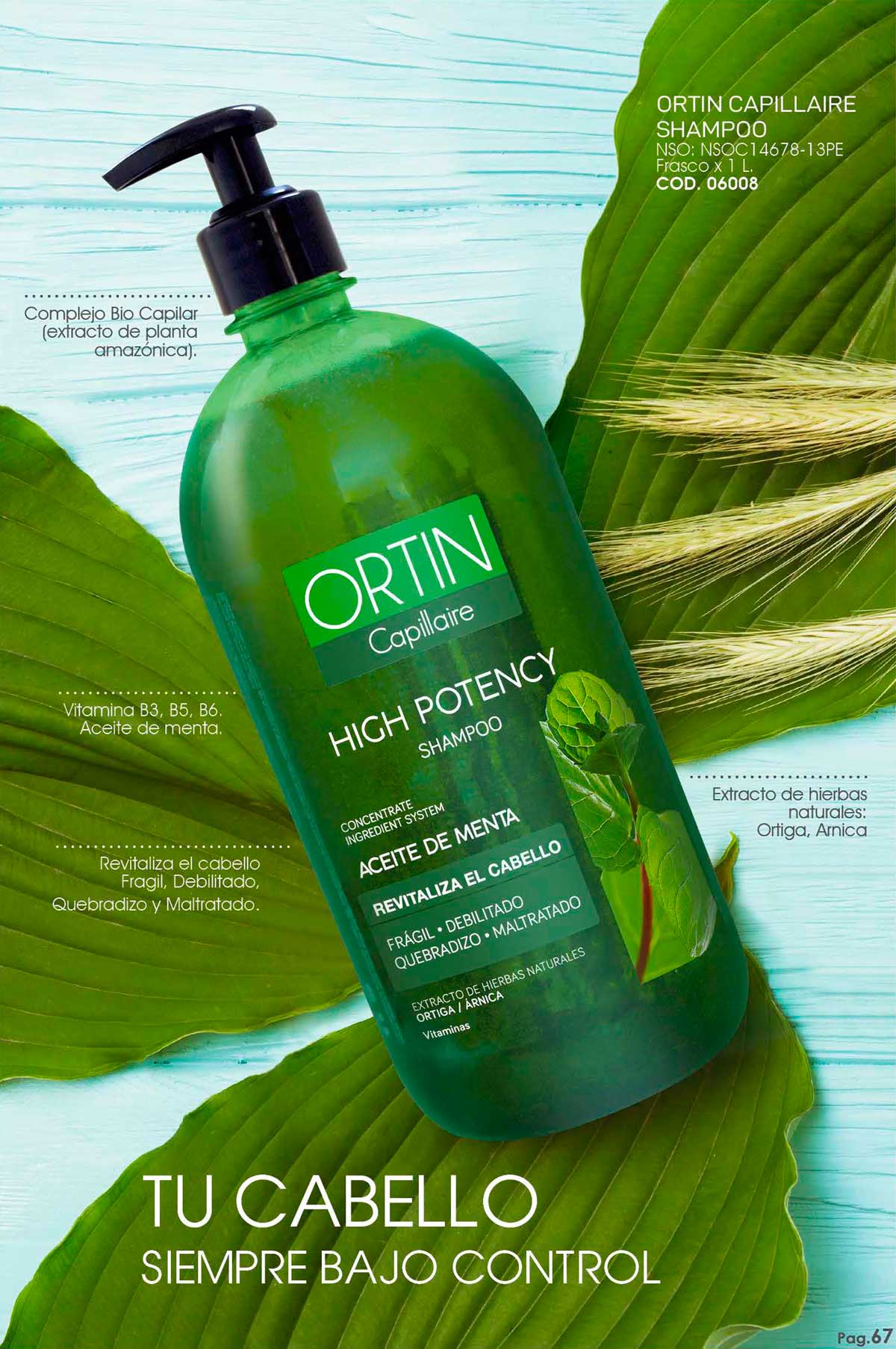 Shampoo Ortin Capillaire x 1L | Ortiga, Menta y Vitaminas para Fortalecer el Cabello