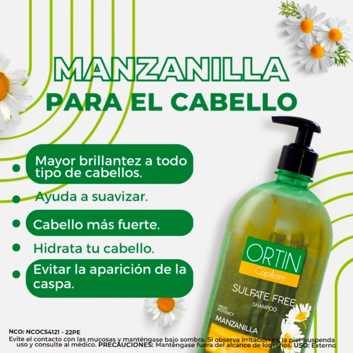 Shampoo Ortin Capillaire con Manzanilla x 1 litro