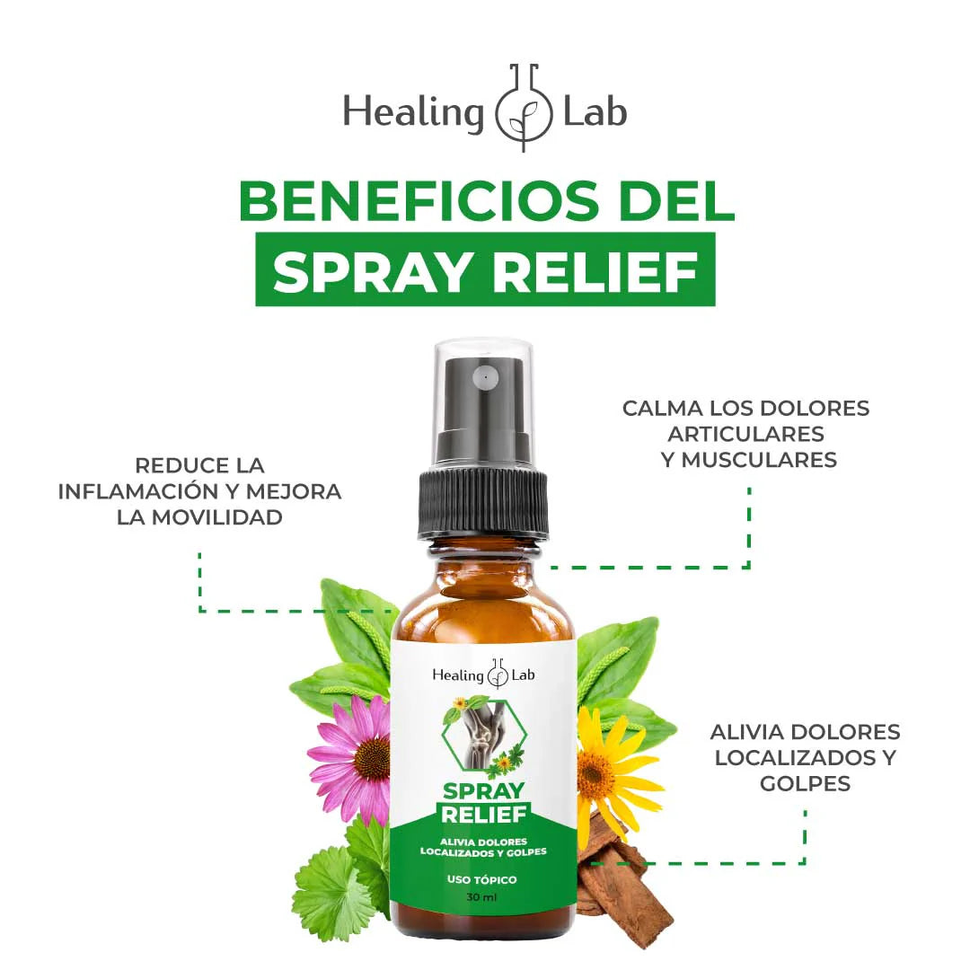 Spray Relief – Spray Antiinflamatorio Natural para Dolor, Golpes y Contracturas x 30ml