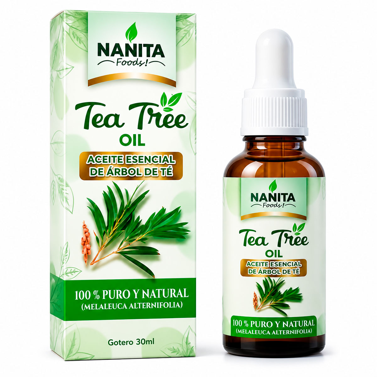 Aceite de Árbol de Té (Tea Tree) 100% Puro x 30ml | Purificante, Antibacteriano y Calmante