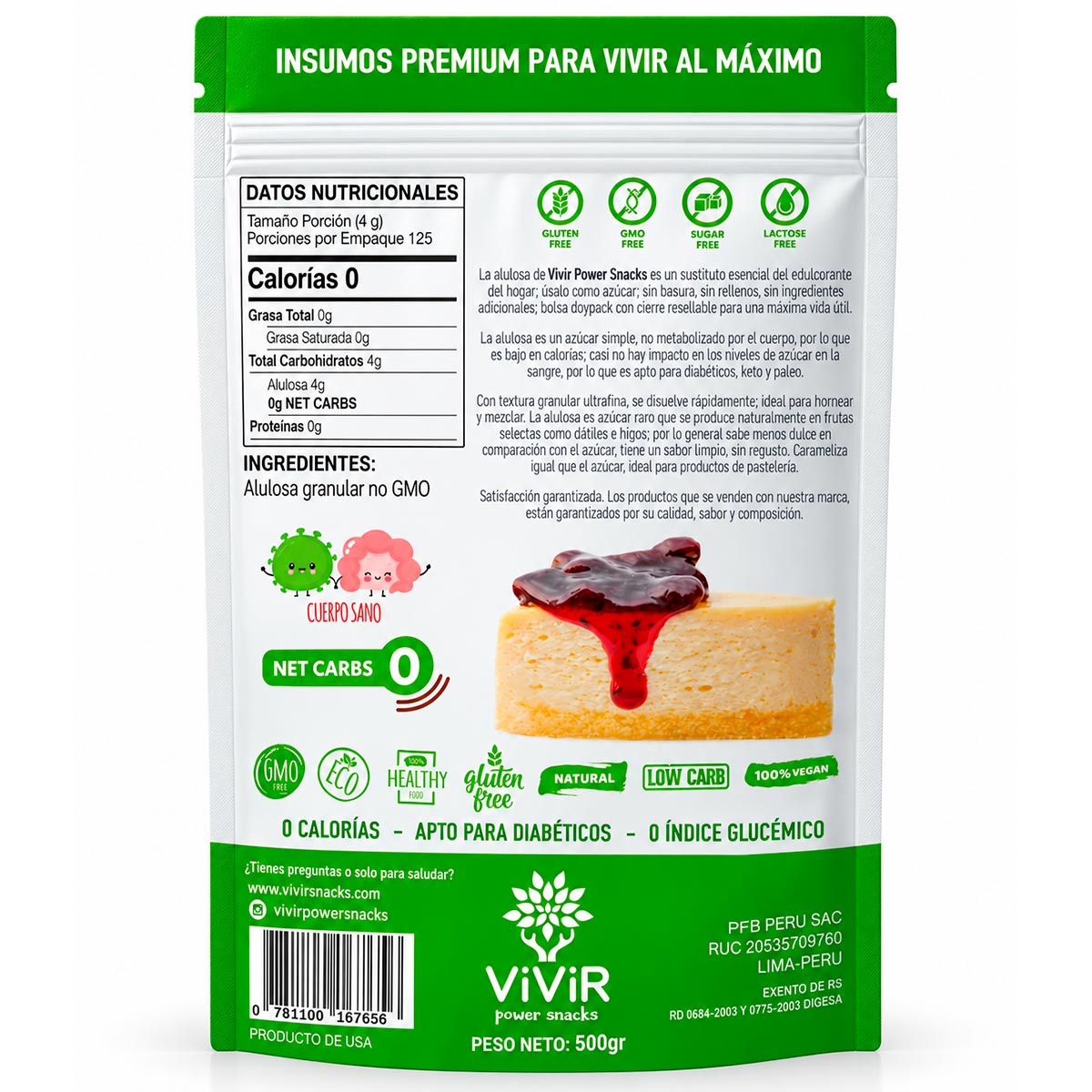 Alulosa - Edulcorante Natural en polvo x 500g