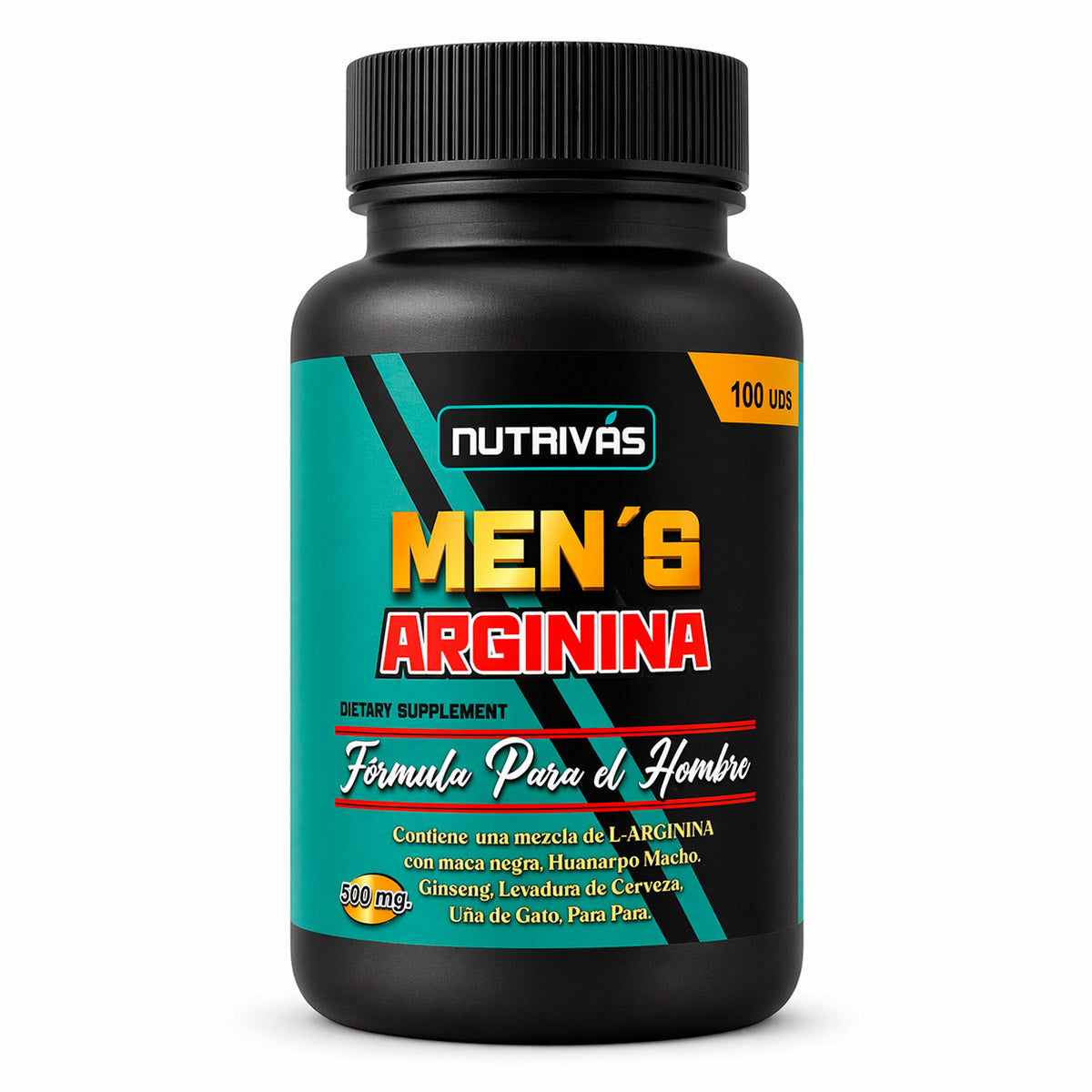 MEN’S ARGININA con Maca Negra, Ginseng y Huanarpo Macho en cápsulas (100 x 500mg) – Energía y Vitalidad Masculina