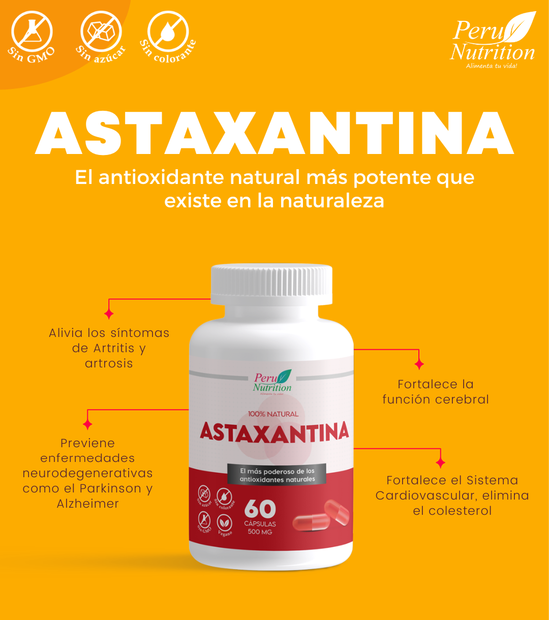 Astaxantina en cápsulas (60 x 500mg)