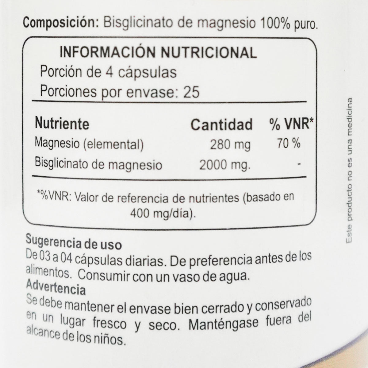 Bisglicinato de Magnesio (Alta Biodisponibilidad) en cápsulas (100 x 500mg)