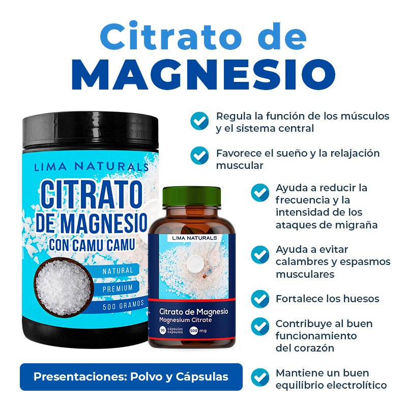 Citrato de Magnesio con Camu Camu (Vit. C) x 500g