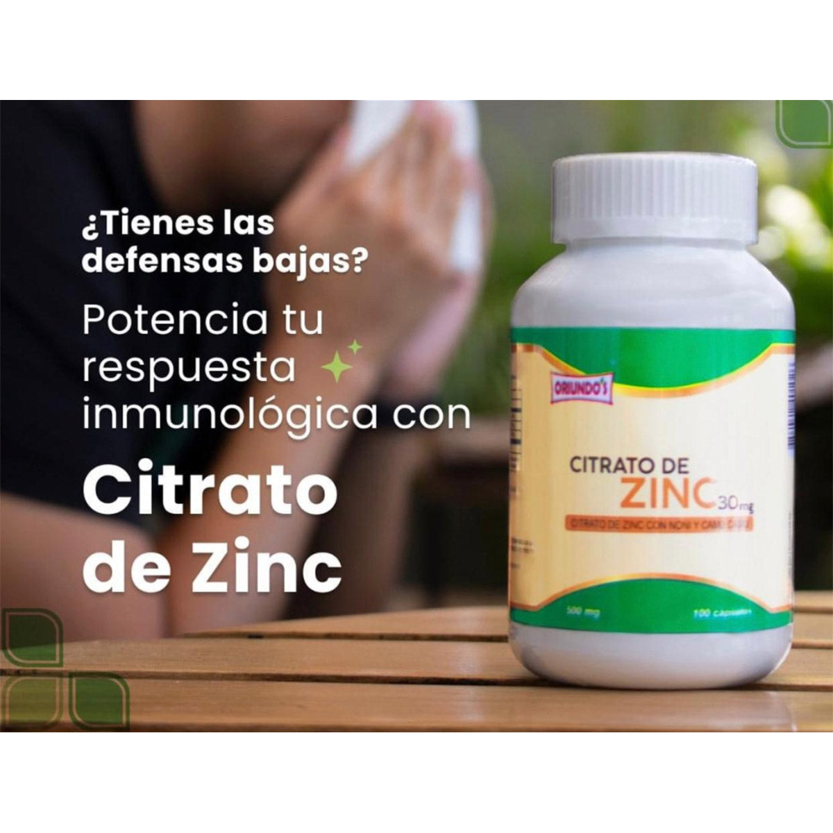 Citrato de Zinc 30mg (100 cápsulas)