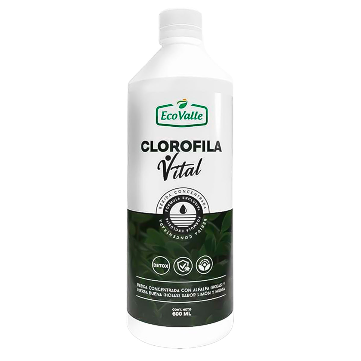 Clorofila Vital con Alfalfa, Hierba Buena, Menta y Limón x 600ml – Detox, Energía y Digestión