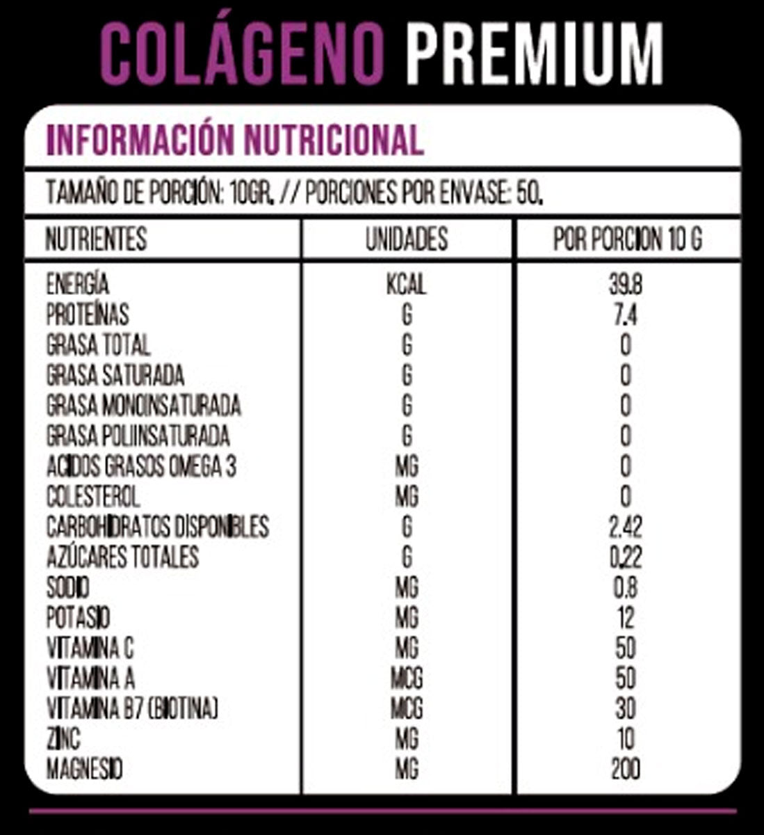 Colágeno Hidrolizado Premium con Aguaje, Biotina, Magnesio y Zinc - Sabor Natural a Mora x 500g