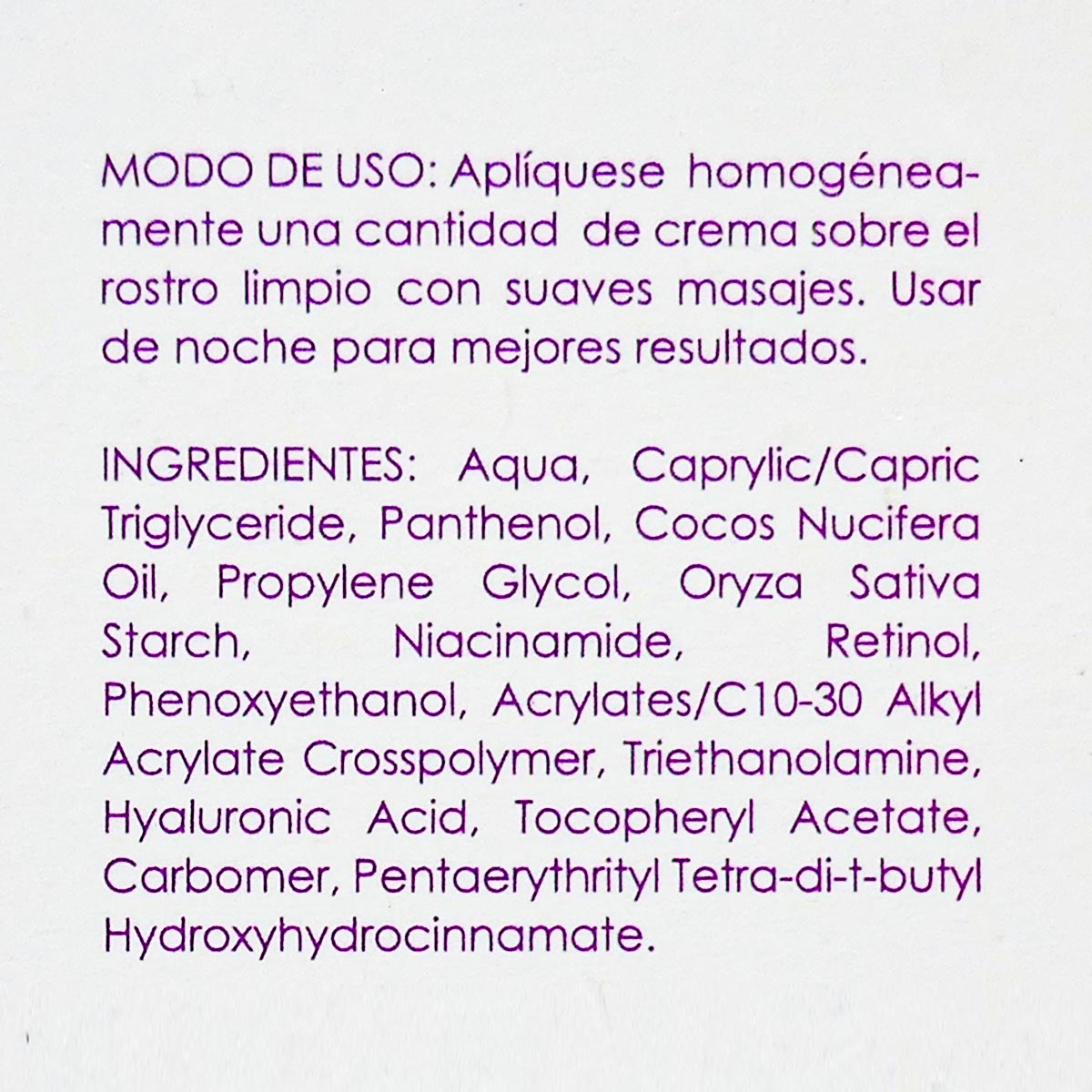 Crema de Arroz con Retinol y Ácido Hialurónico x 50ml