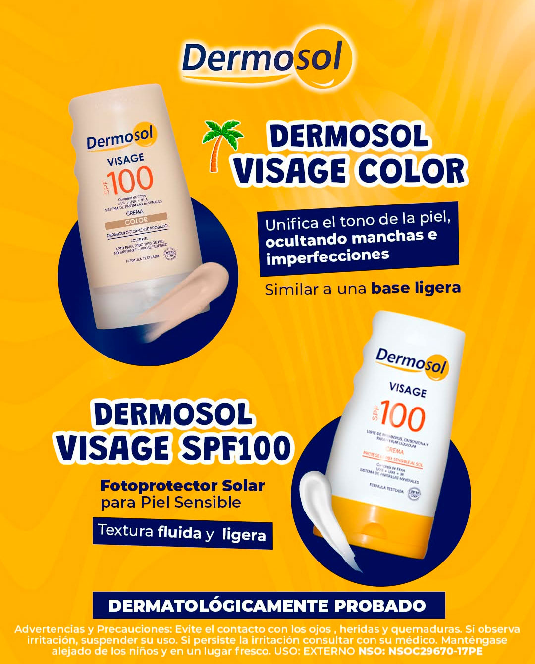 Protector Solar Dermosol Visage Color SPF 100 x 60g