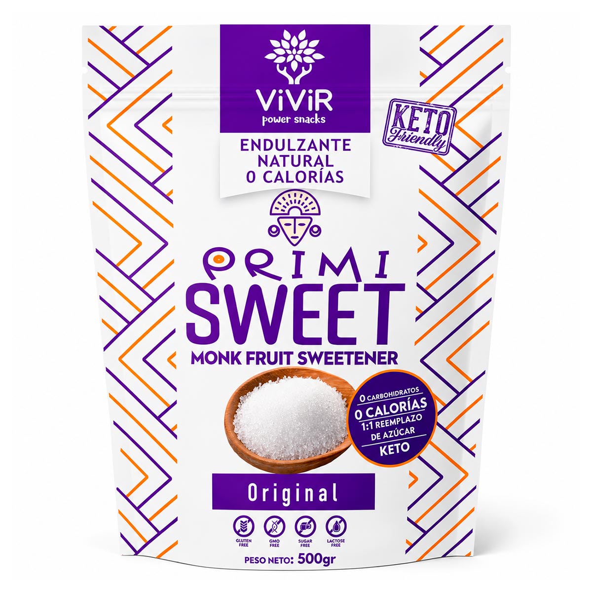 Eritritol con Fruto del Monje x 500g | Sin Azúcar, Keto, 0 Calorías