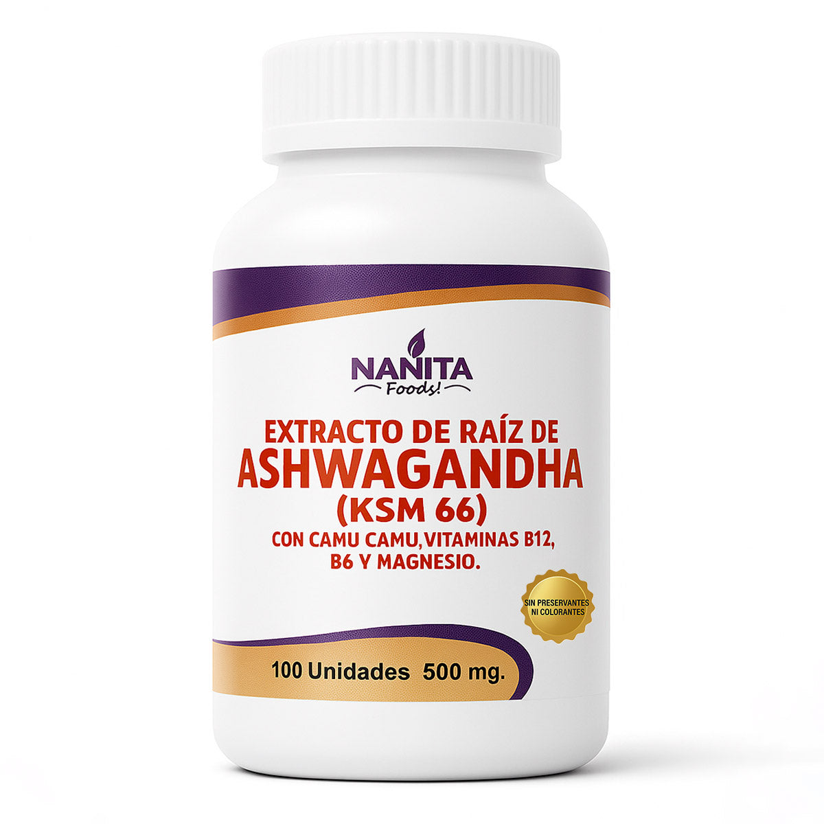 Ashwagandha KSM-66 – Extracto de Raíz Puro en cápsulas (100 x 500 mg) | Energía y Manejo del Estrés