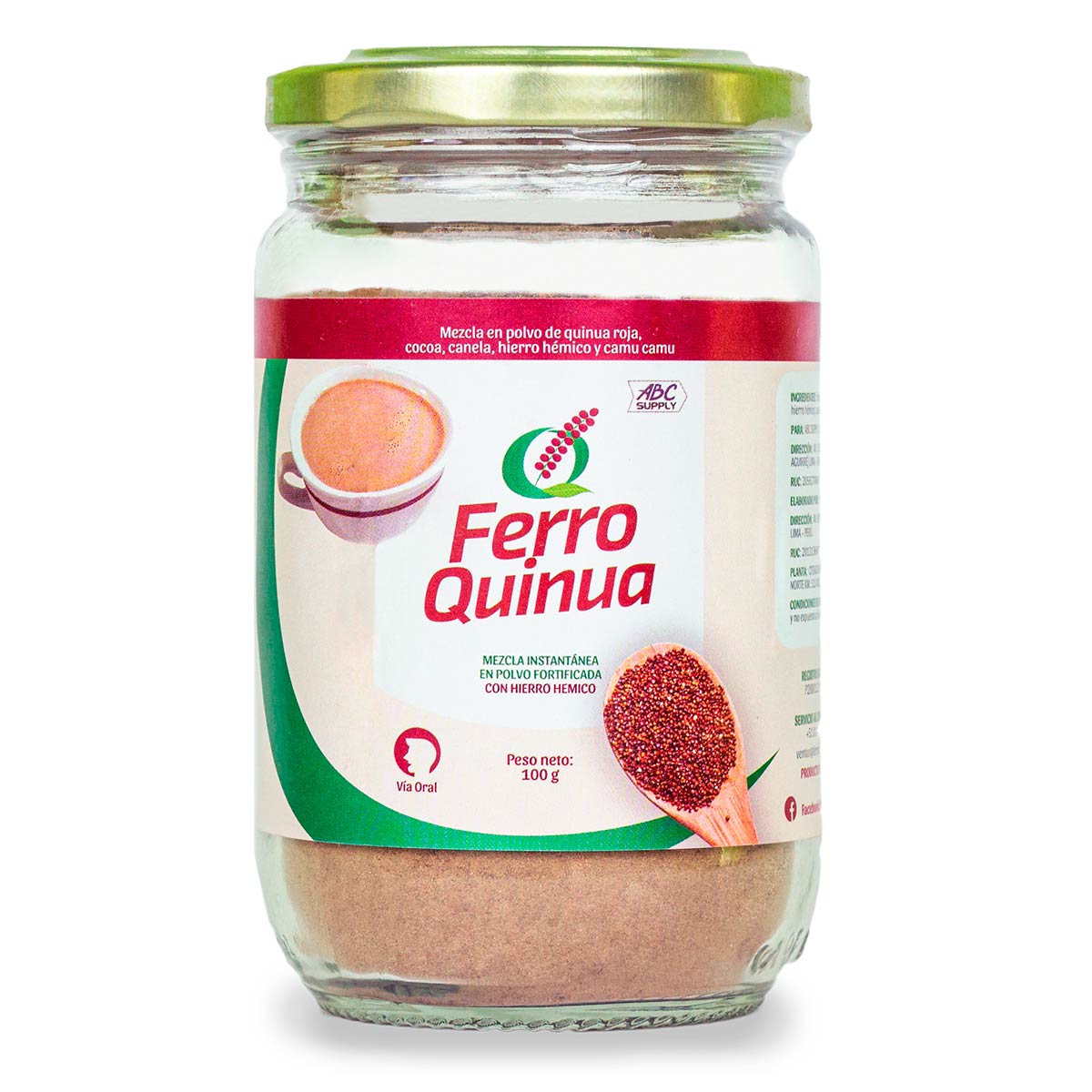 Ferro Quinua – Suplemento de Hierro Hemínico Natural con Quinua Roja, Camu Camu y Cocoa x 100g