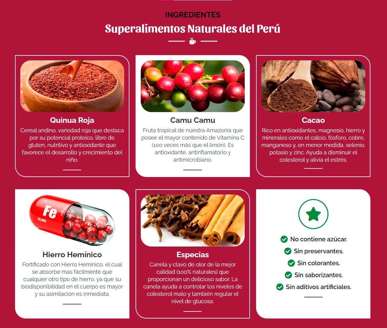 Ferro Quinua – Suplemento de Hierro Hemínico Natural con Quinua Roja, Camu Camu y Cocoa x 100g