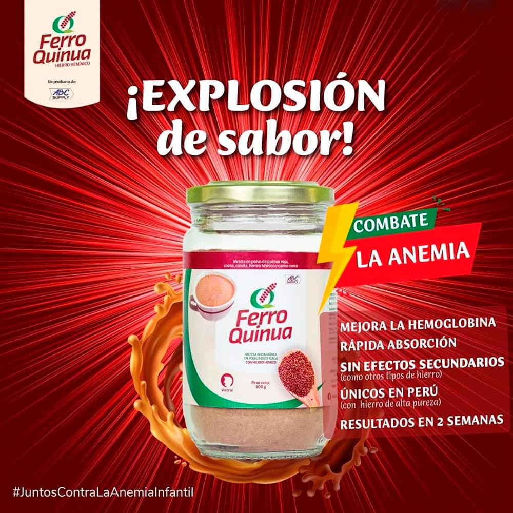 Ferro Quinua – Suplemento de Hierro Hemínico Natural con Quinua Roja, Camu Camu y Cocoa x 100g