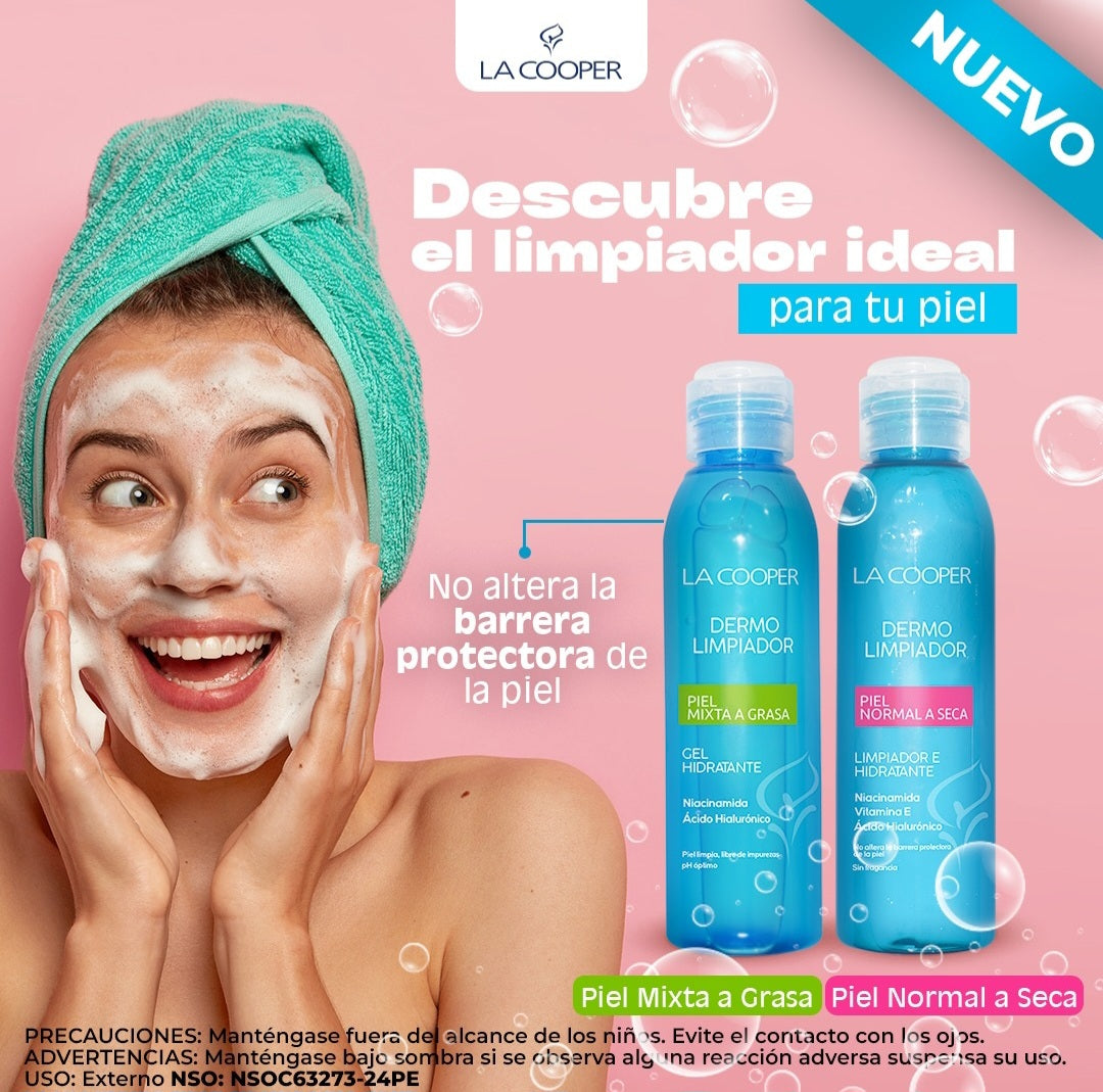 Gel Dermolimpiador con Niacinamida, Vit. E y Ácido Hialurónico - Piel Normal a Seca x 120ml