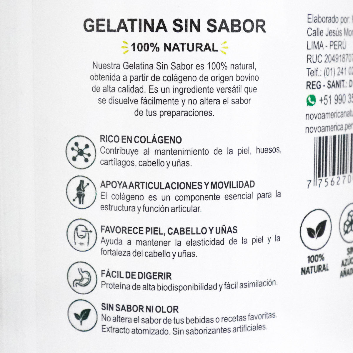 Gelatina Sin Sabor 100% Natural x 300g | Insumo Alemán | 220 Bloom