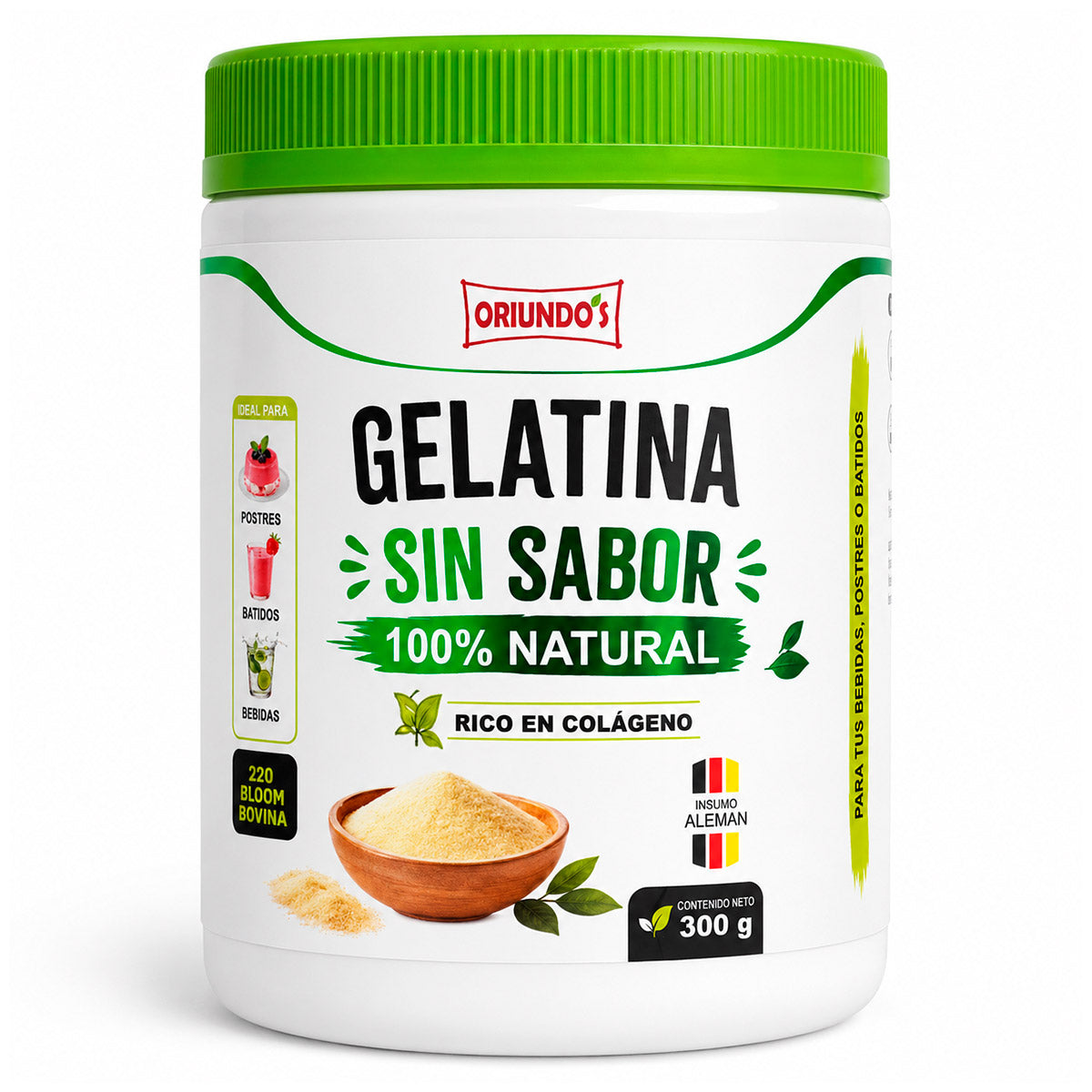 Gelatina Sin Sabor 100% Natural x 300g | Insumo Alemán | 220 Bloom