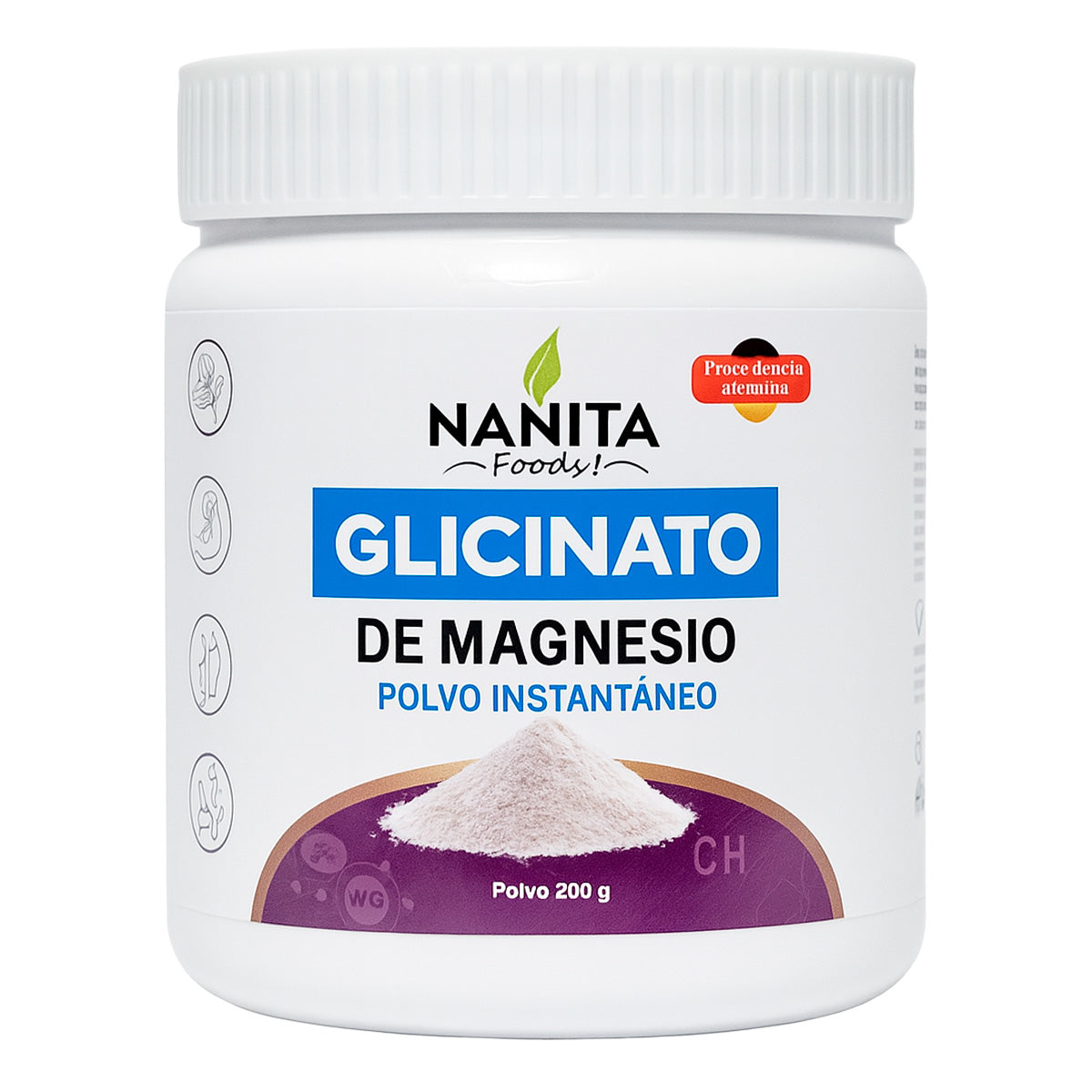 Glicinato de Magnesio en Polvo x 200g | Alta Biodisponibilidad – Relajación, Sueño y Función Muscular – Origen Alemán