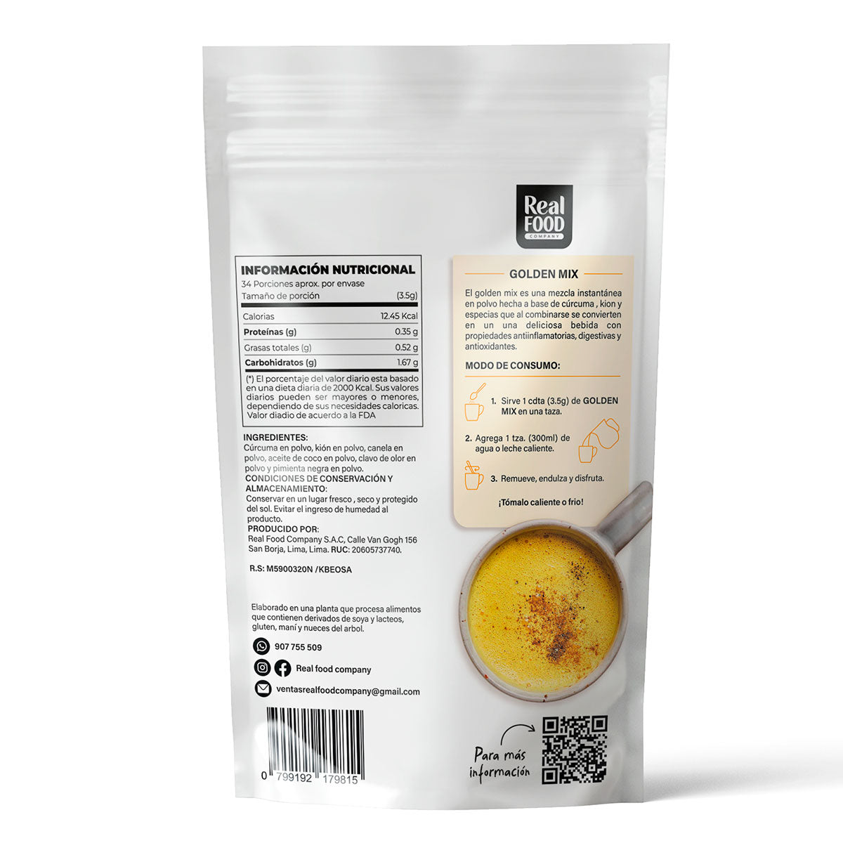 Golden Mix Instantáneo - Cúrcuma, Kión y Pimienta Negra x 100g