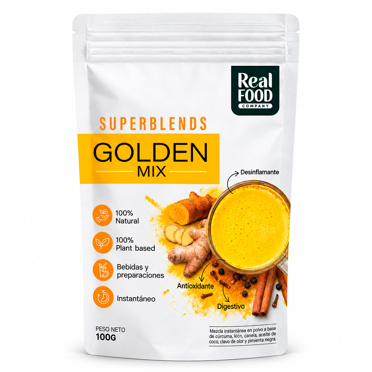 Golden Mix Instantáneo - Cúrcuma, Kión y Pimienta Negra x 100g