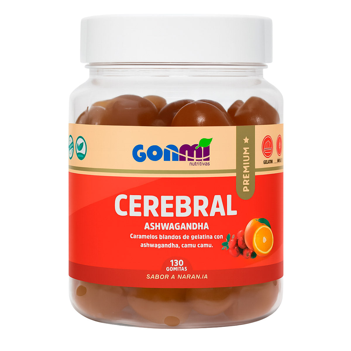 Gomitas de Ashwagandha y Camu Camu - Sabor Natural a Naranja x 130u