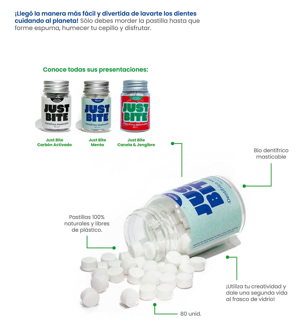 Pasta Dental Natural Sin Flúor en Pastillas - Canela y Jengibre