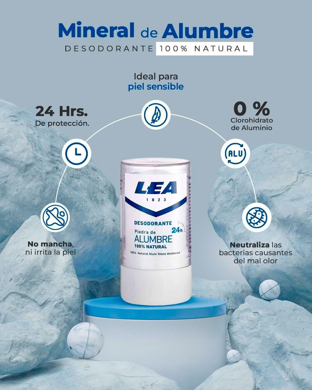 Desodorante de Piedra de Alumbre x 120g – 100% Natural