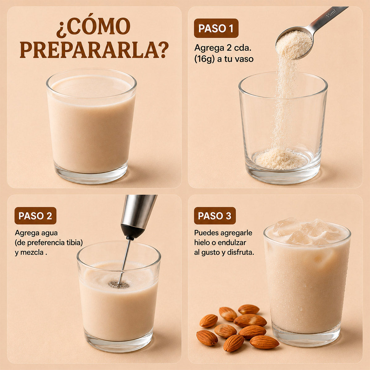 Leche de Almendras Instantánea 100% Natural en Polvo x 200g