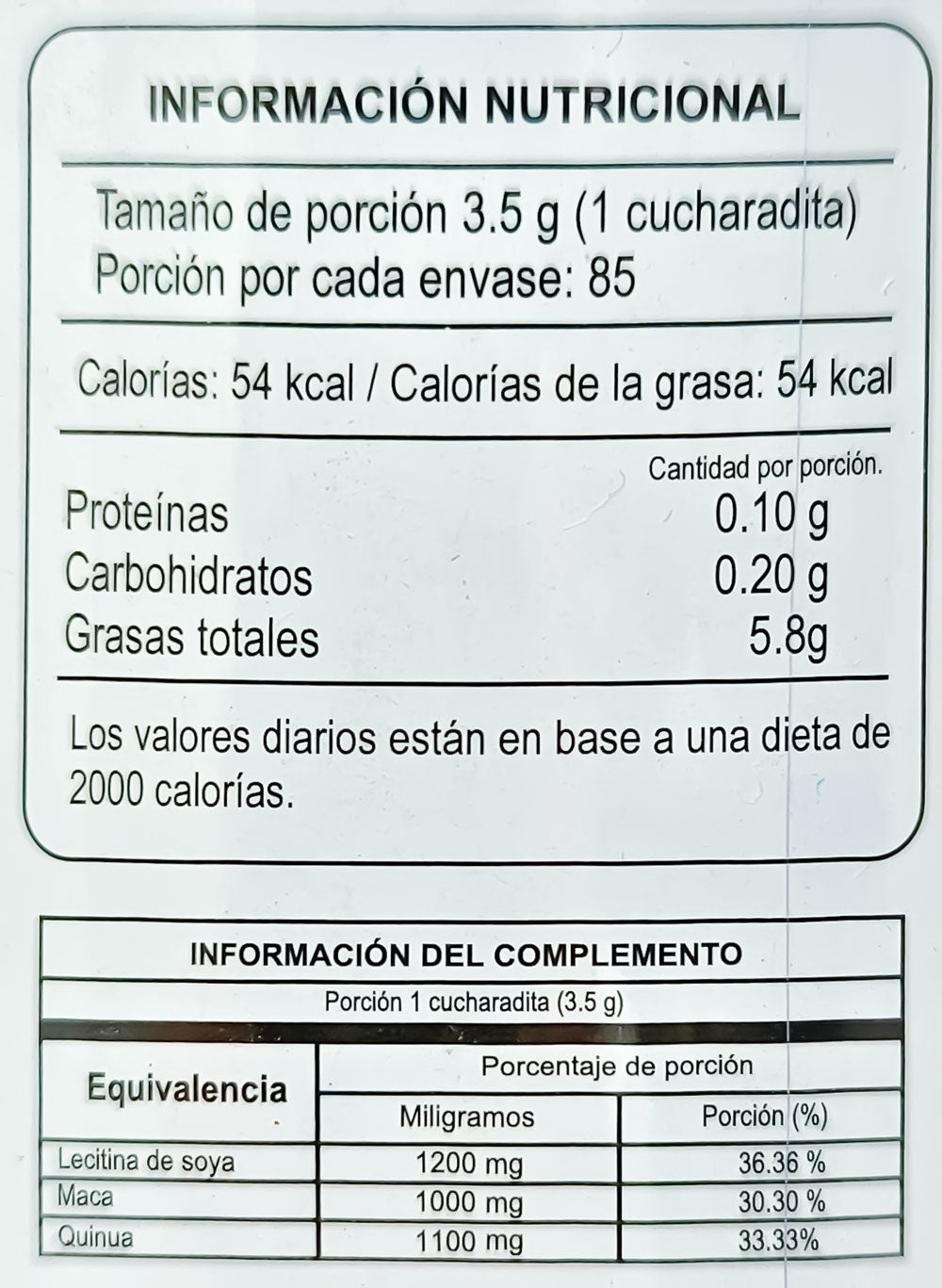 Lecitina de Soya Reforzada con Maca y Quinua x 300g