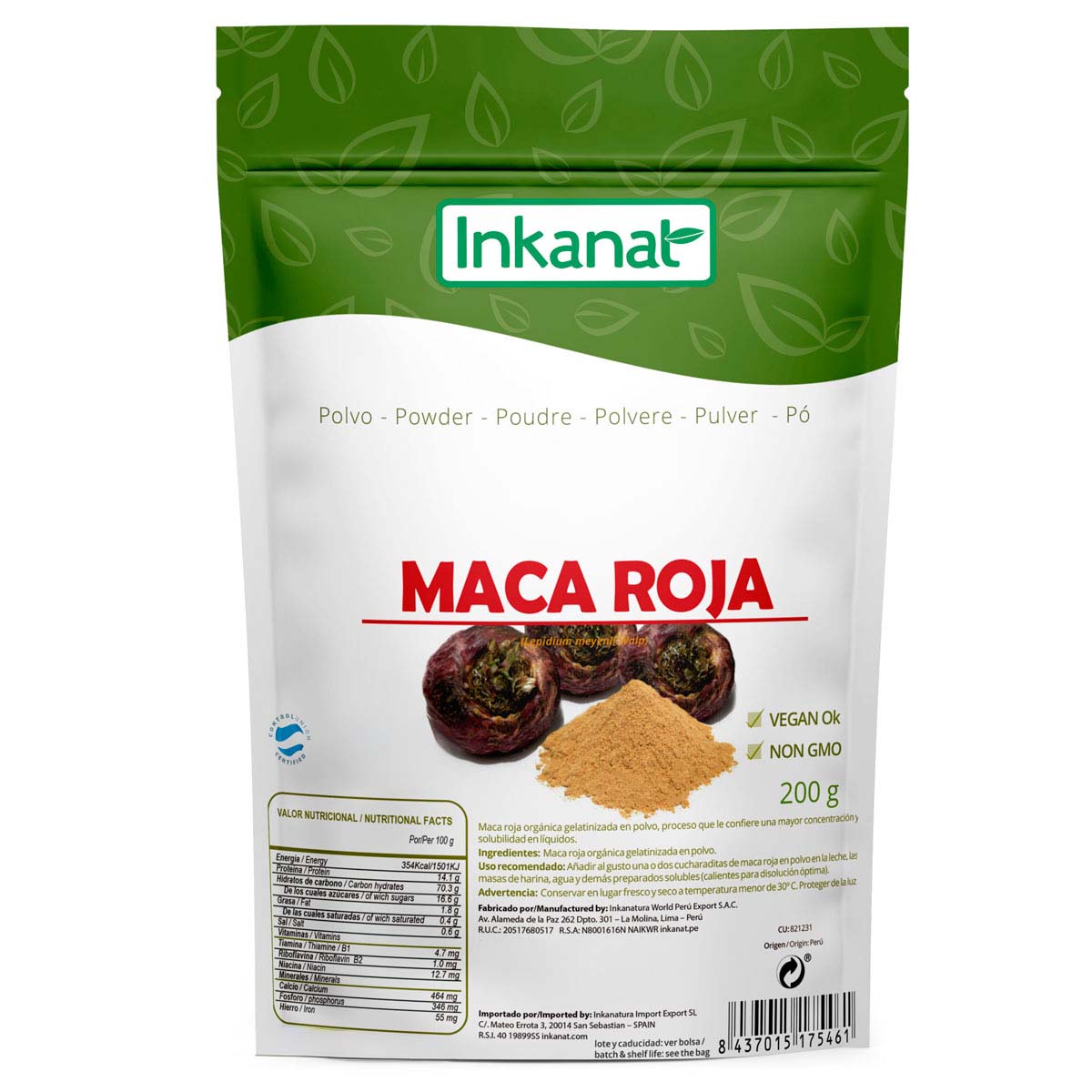 Maca Roja Gelatinizada en polvo x 200g