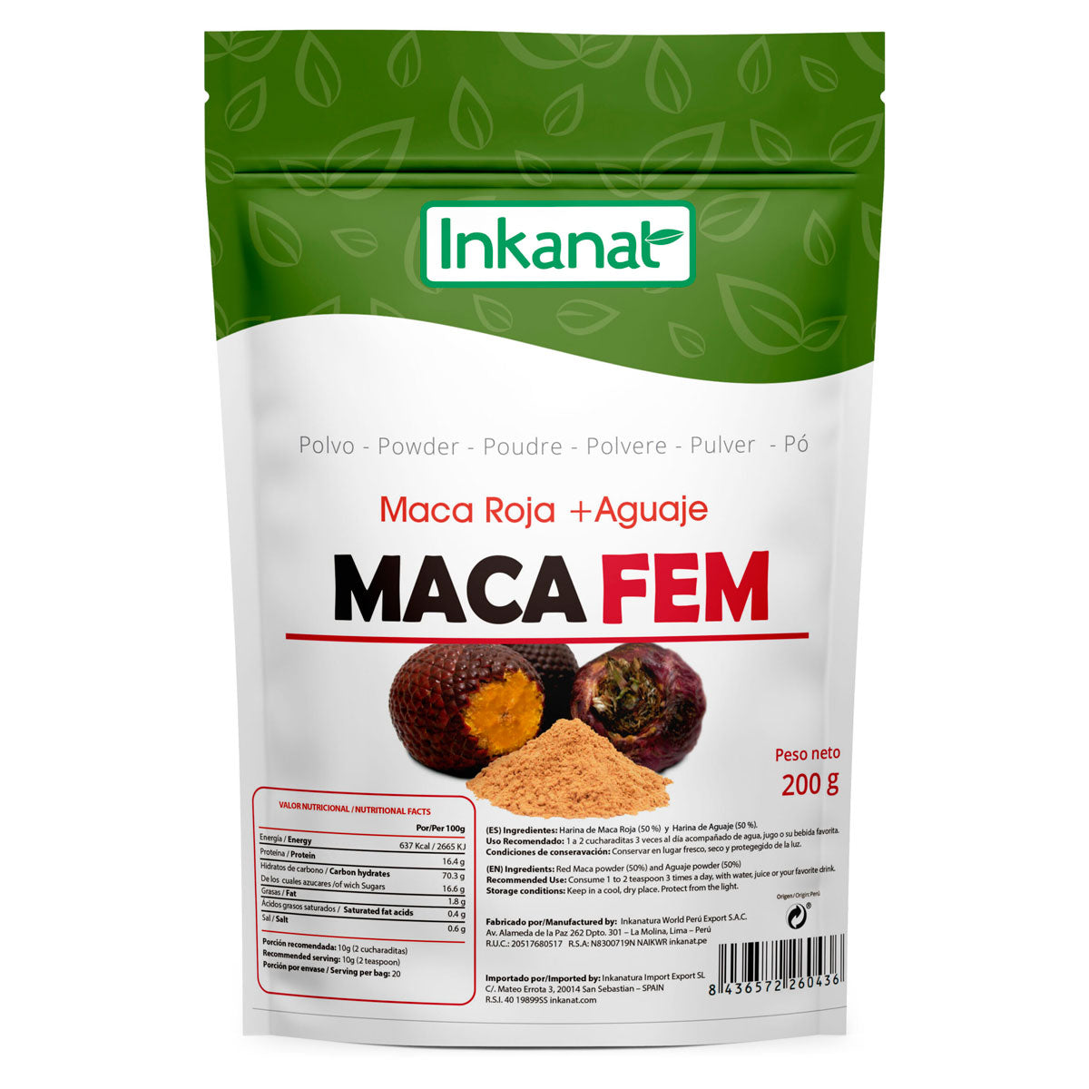 MacaFem (Maca Roja y Aguaje) en polvo x 200g