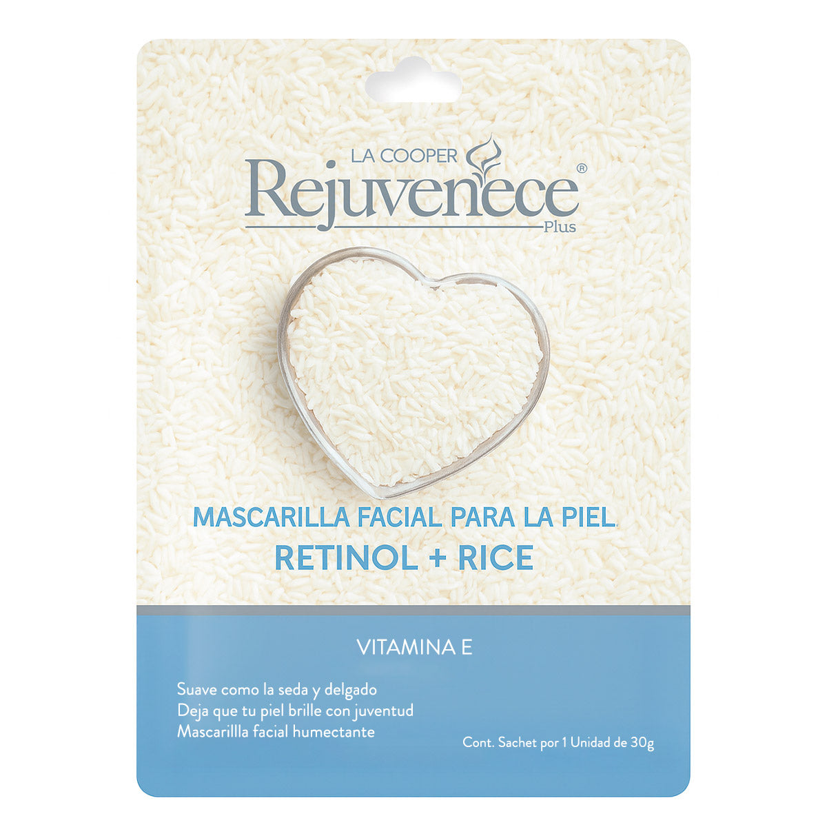 Mascarilla Facial con Retinol + Arroz Rejuvenece Plus – Antiarrugas e Iluminadora con Vitamina E x 30g