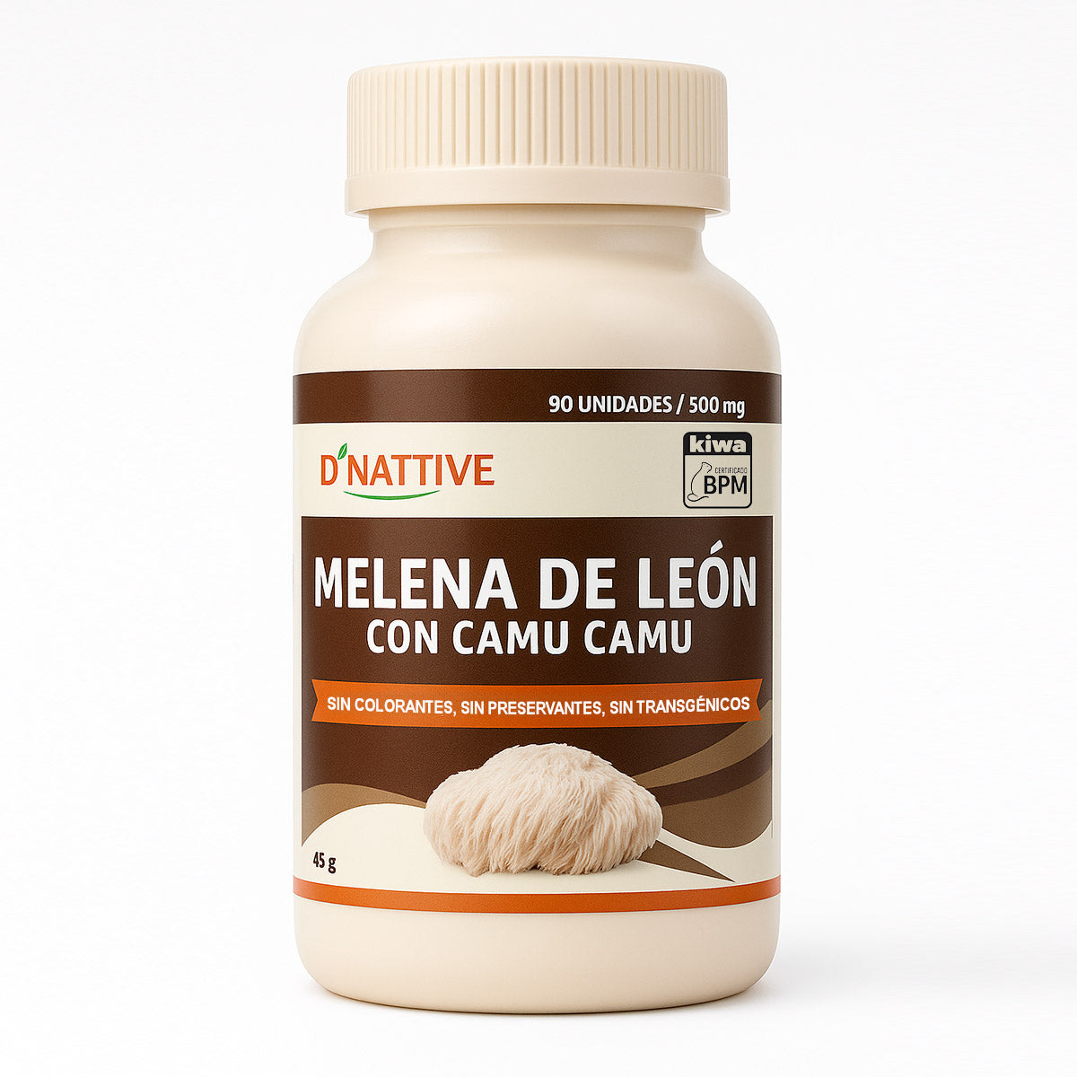 Melena de León en cápsulas (90 x 500mg) – Con Camu Camu y Vitamina C | Memoria, Energía y Enfoque