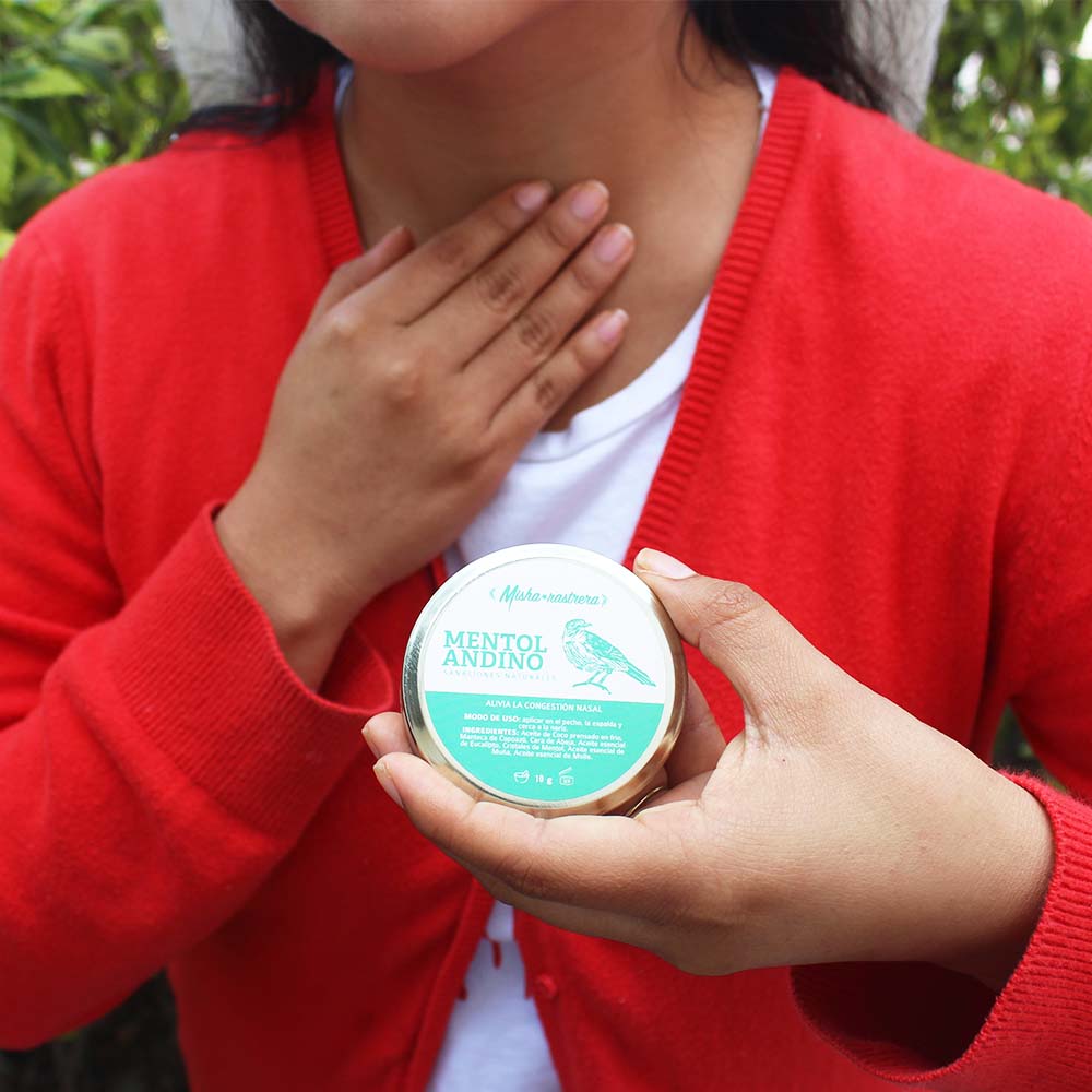 Mentol Andino Natural – Pomada Descongestionante x 10g | Con Eucalipto, Muña y Molle