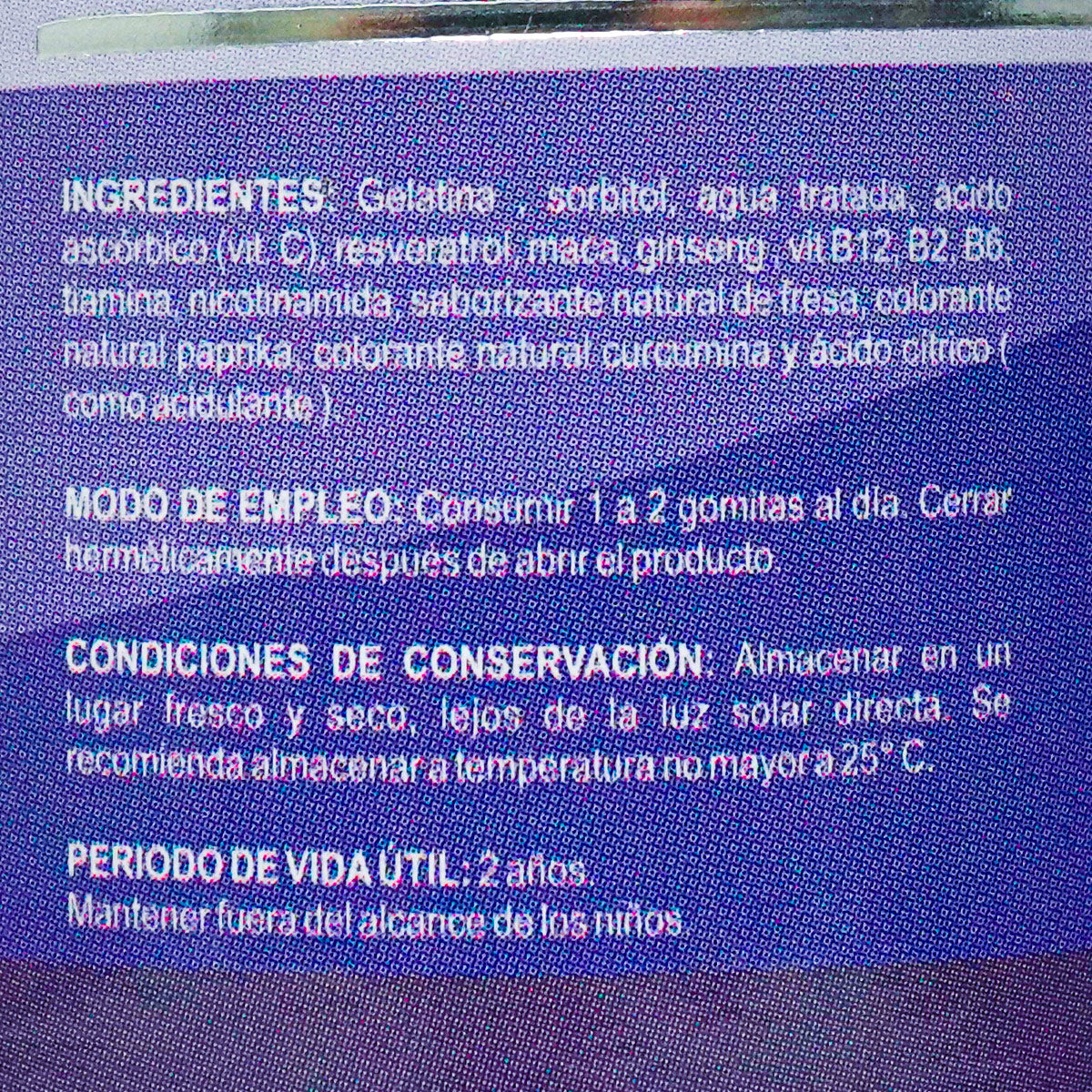 Gomitas NAD+ con Resveratrol, Maca, Ginseng y Vit. B12, B2, B6, B1 y B3 - Sabor Natural a Fresa x 130u