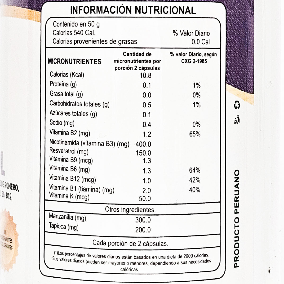 NAD+ con Resveratrol en cápsulas (100 x 500mg) | Vitaminas B1, B2, B3, B6, B12, K y Magnesio | Procedencia Alemana