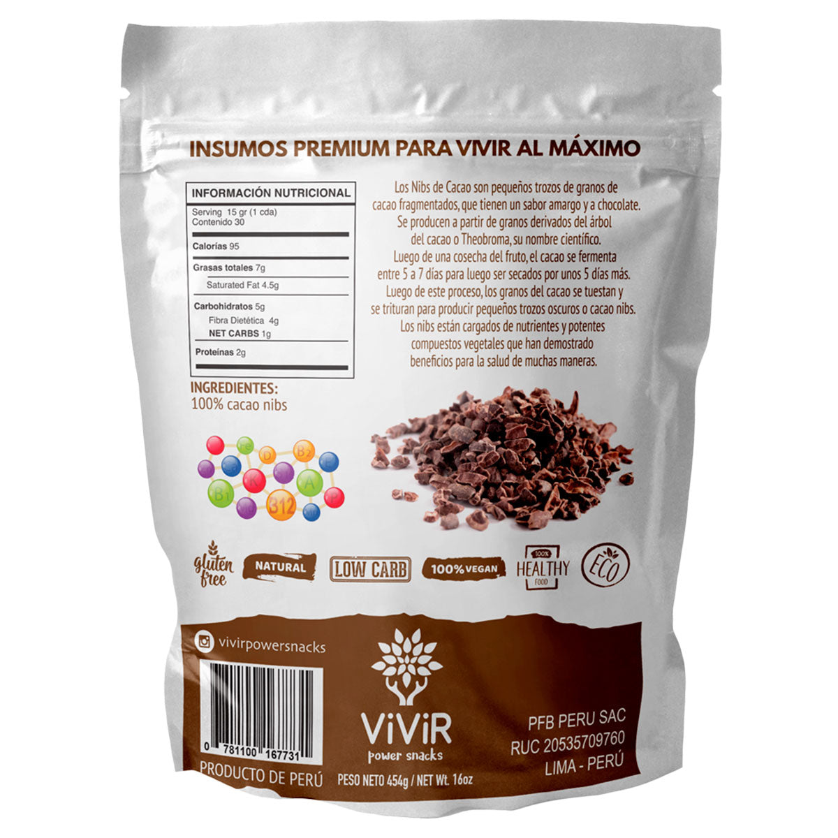 Nibs de Cacao x 454g