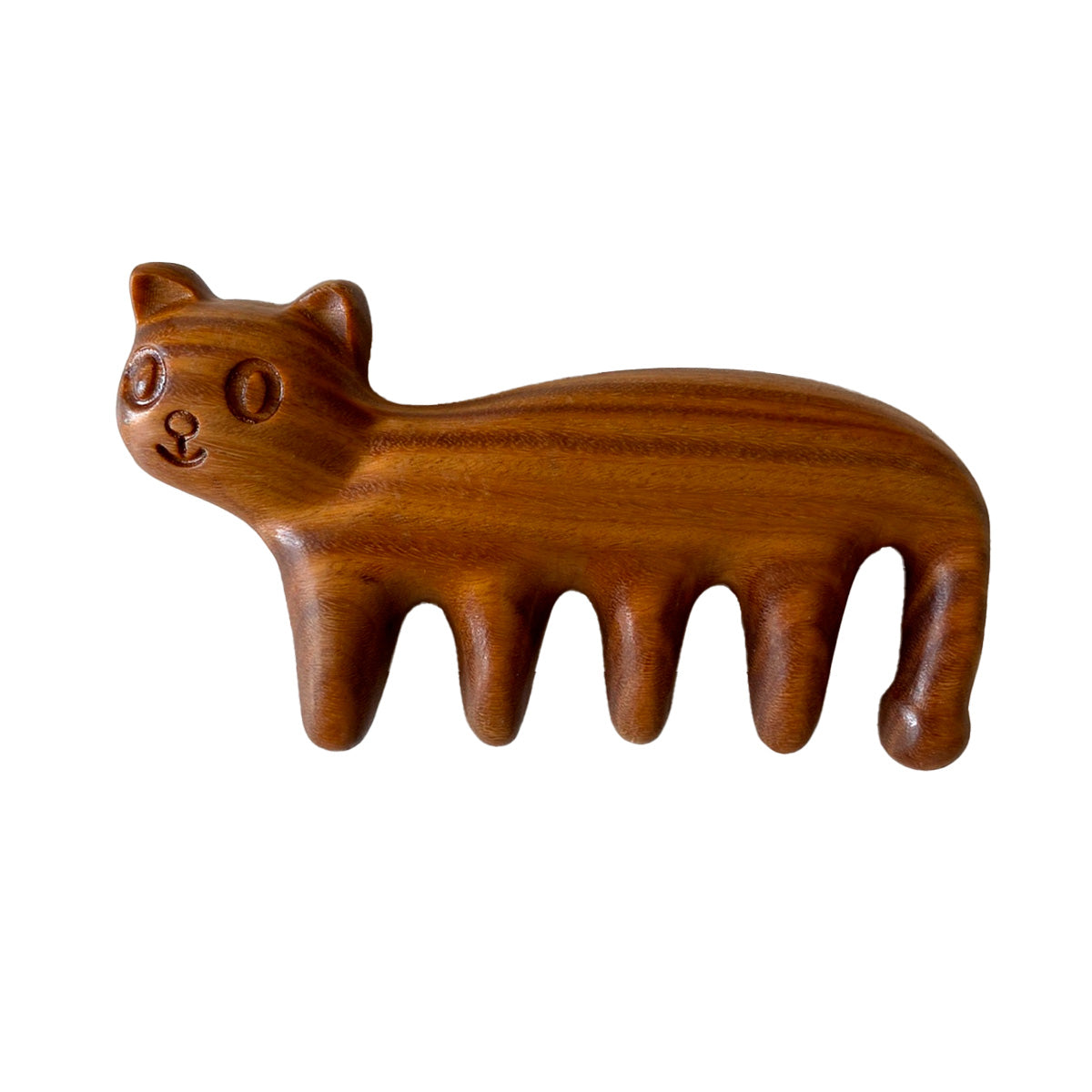 Peine Masajeador de Madera de Sándalo con Forma de Gato