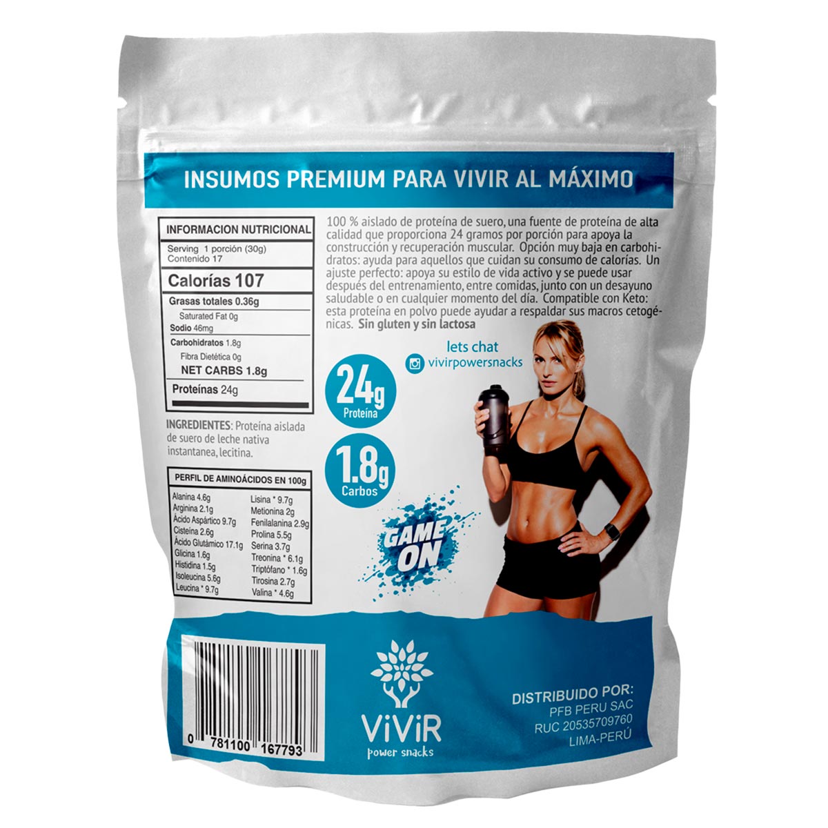 Proteína Aislada de Suero de Leche (Whey Protein Isolate) - Sin Sabor x 500g