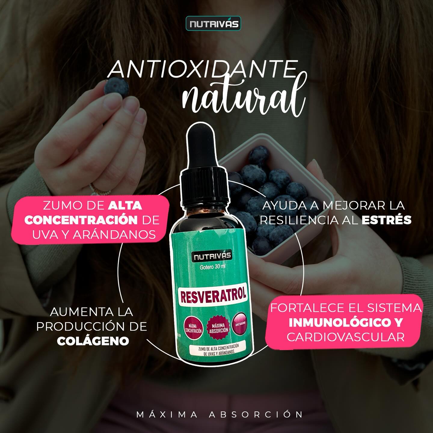 Resveratrol - Extracto Concentrado de Uvas y Arándanos x 30ml