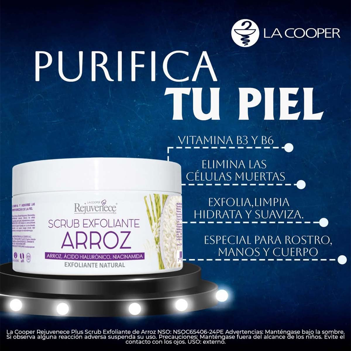 Scrub Exfoliante con Arroz, Ácido Hialurónico y Niacinamida x 240g