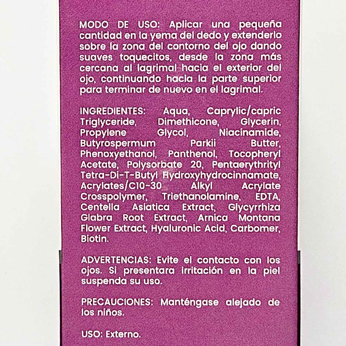Sérum Contorno de Ojos con Centella Asiática, Regaliz, Árnica y Ácido Hialurónico x 30g– Anti-ojeras, Bolsas e Hidratante