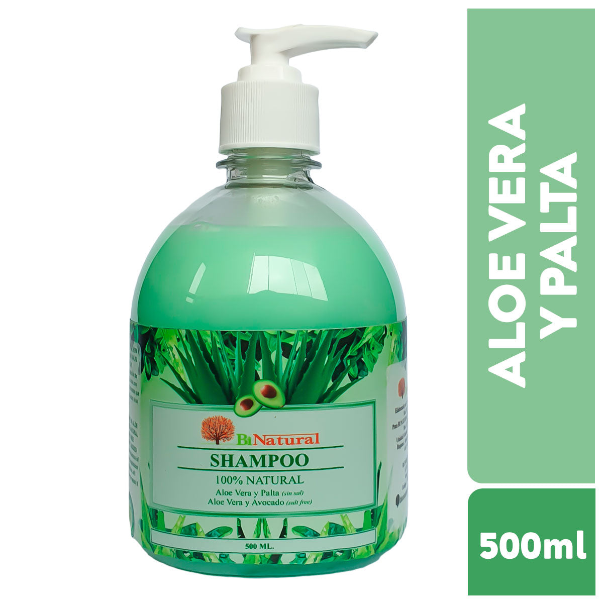 Shampoo Natural de Aloe Vera y Palta x 500ml